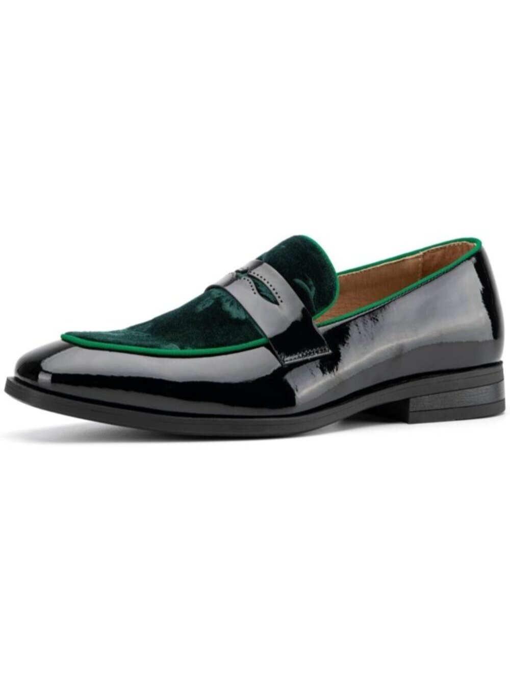 Men's Green Black Tuxedo Classic Slip On Loafer Formal Imported Dress Shoes